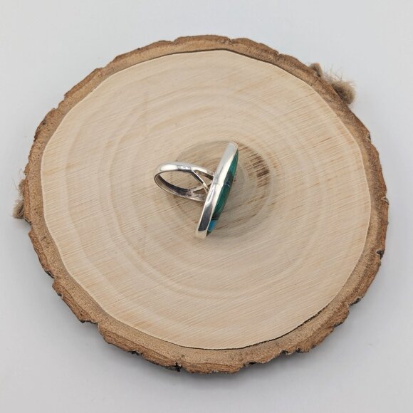 Navajo Malachite Chrysocolla Ring Sterling Silver Native American Sz 6.75US ** - Picture 7 of 9